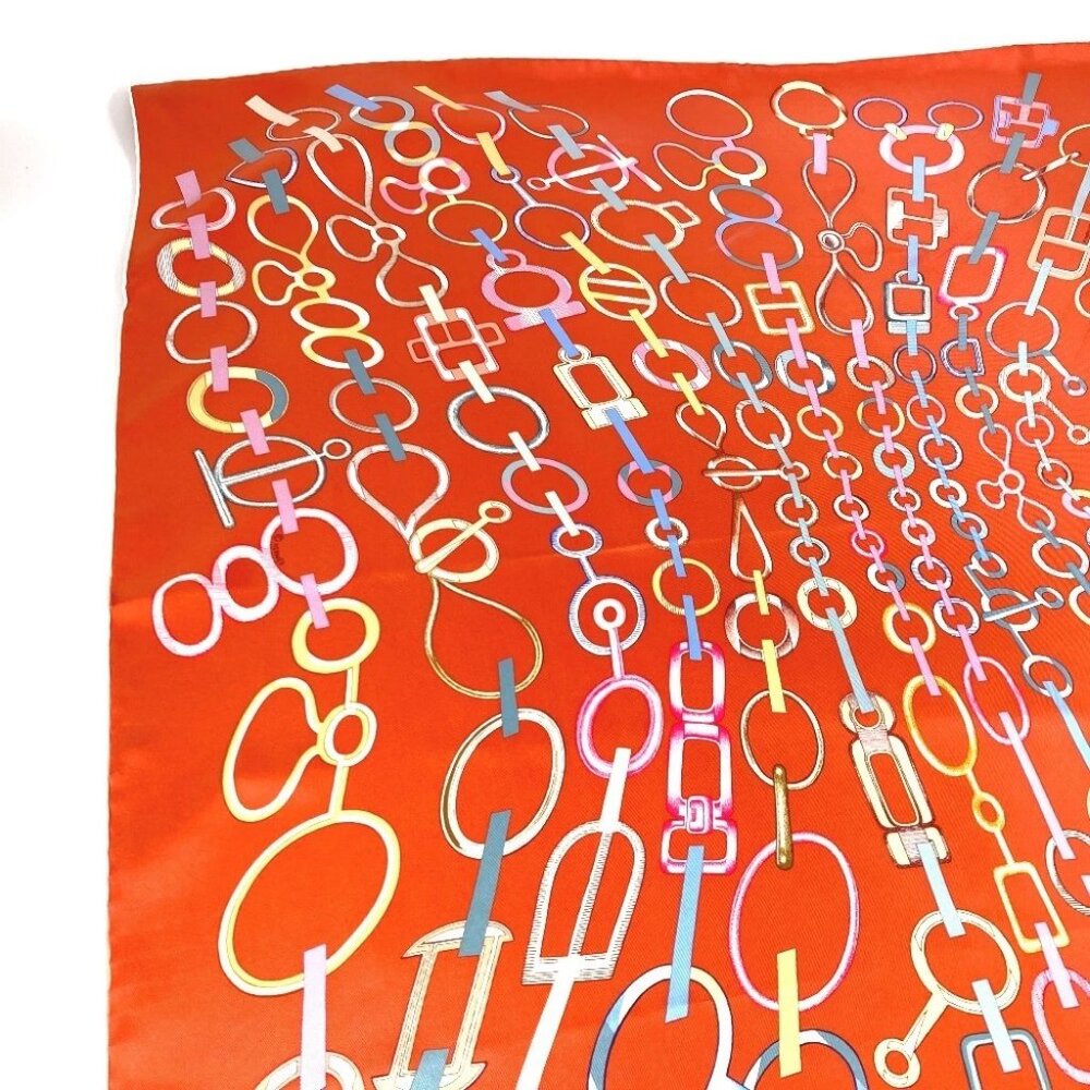 HERMES Carre90 Carre 90 DO RE BOUCLES Scarf silk Orange Unused - Picture 11 of 12